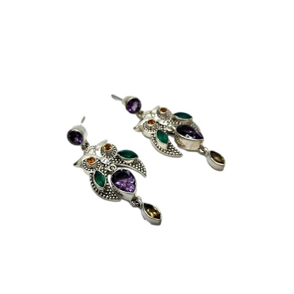 Nicky Butler Owl Earrings Amethyst & Gemstone .925 Sterling Silver New - Picture 6 of 7